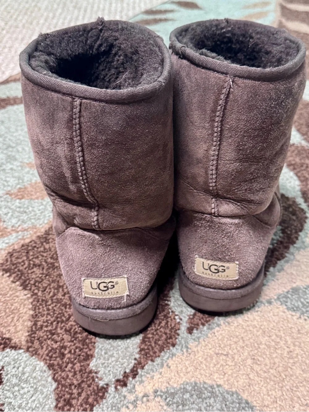 UGG Short Suede Shearling Boots - Brown 11